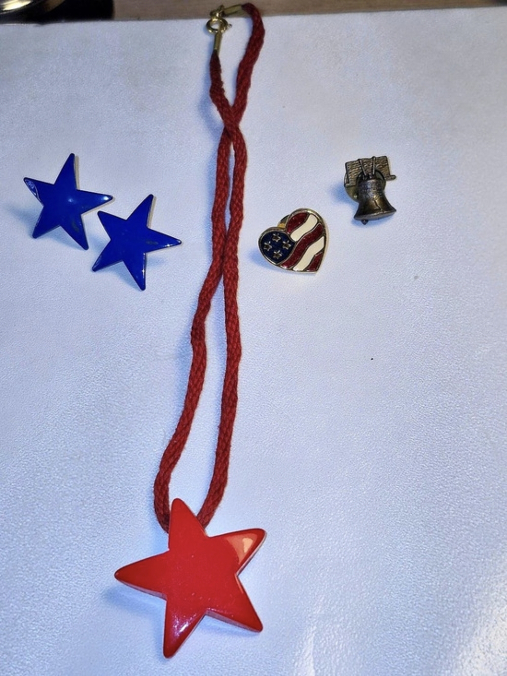 Avon Patriotic Flag Heart Lapel Pin Red & Blue